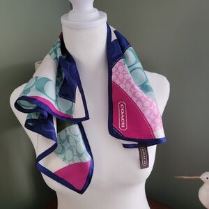 Coach Multicolor Geometric Print 100% Silk Scarf Y2K